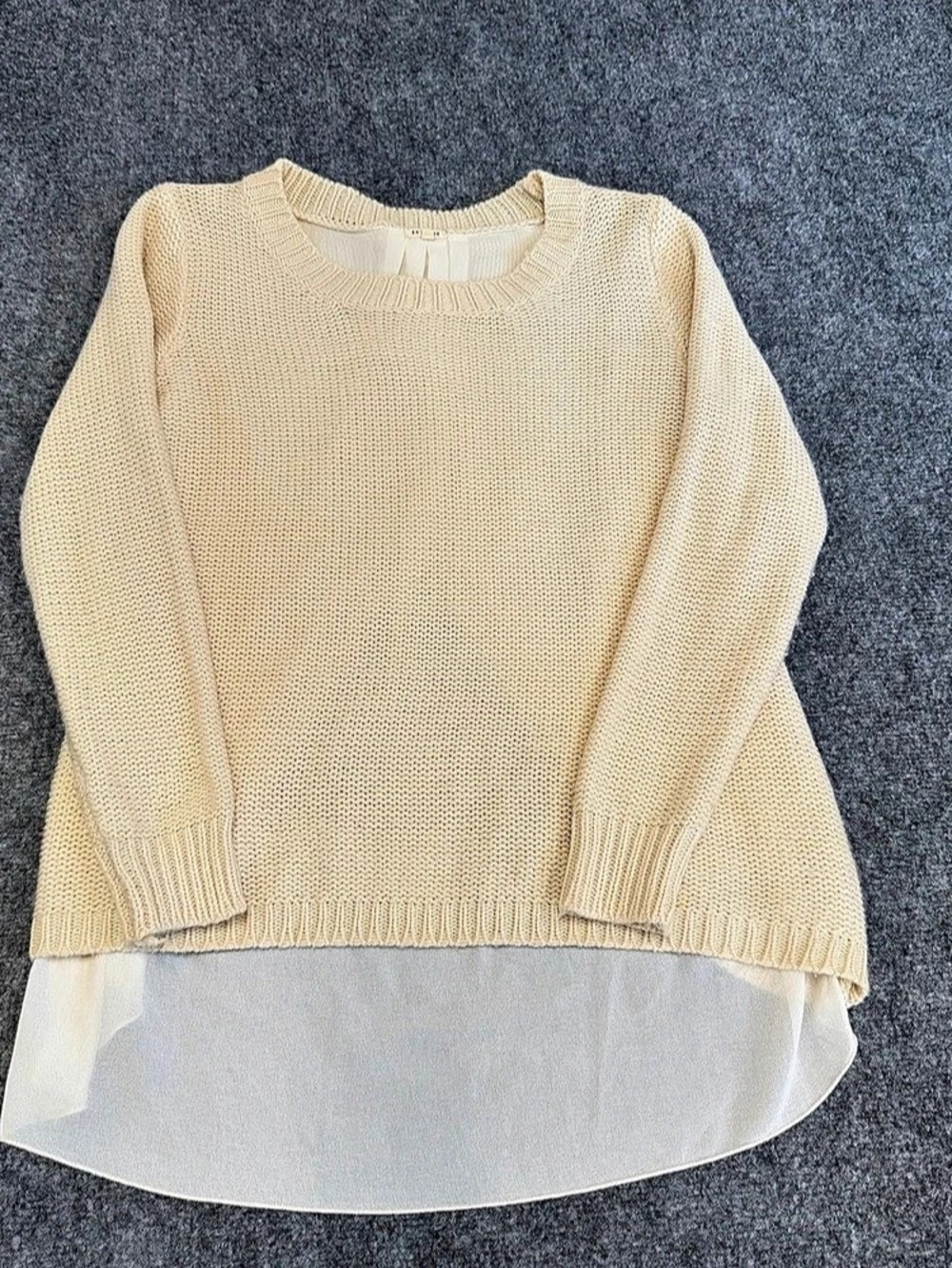 EN CRÈME Cream Layered Knit Sweater Size Small